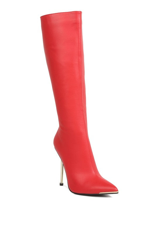 HALE Faux Leather Pointed Heel Calf Boots - lolaluxeshop