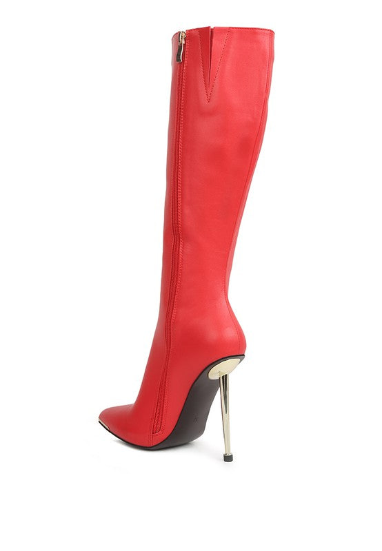 HALE Faux Leather Pointed Heel Calf Boots - lolaluxeshop