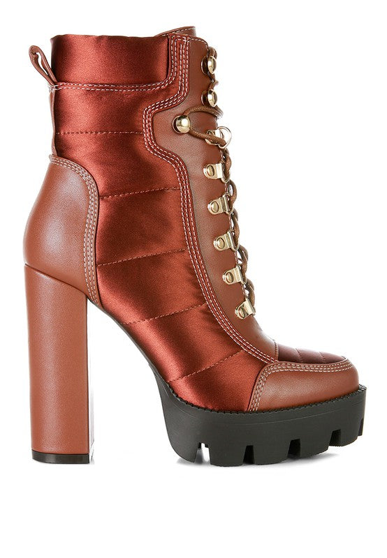 SCOTCH High Heel Quilted Satin Biker Boots - lolaluxeshop