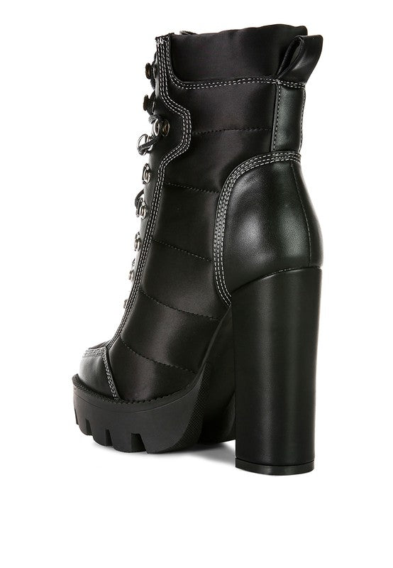 SCOTCH High Heel Quilted Satin Biker Boots - lolaluxeshop