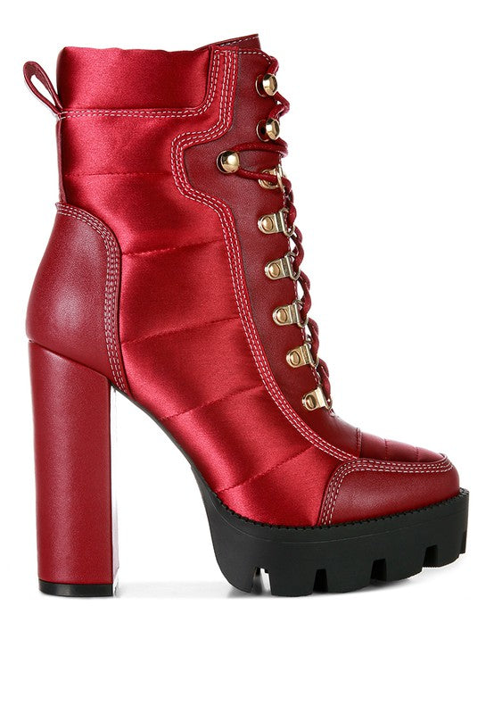 SCOTCH High Heel Quilted Satin Biker Boots - lolaluxeshop