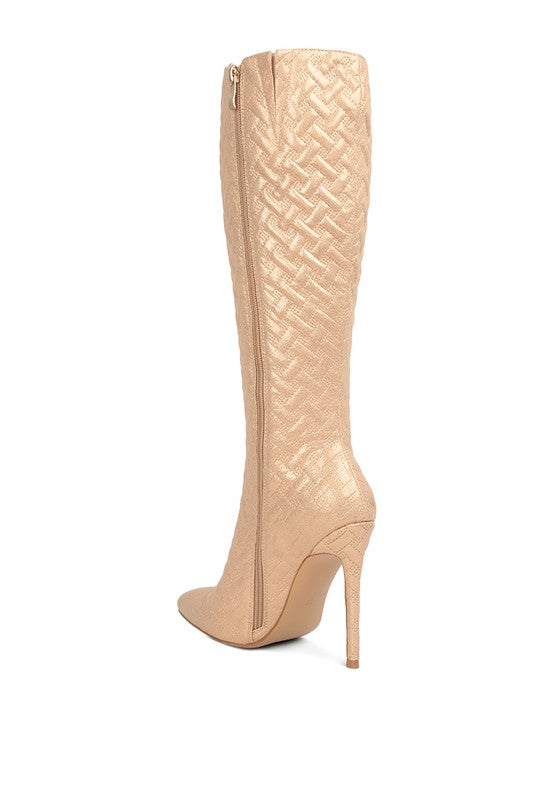 Tinkles Quilted High Heeled Calf Boots - lolaluxeshop