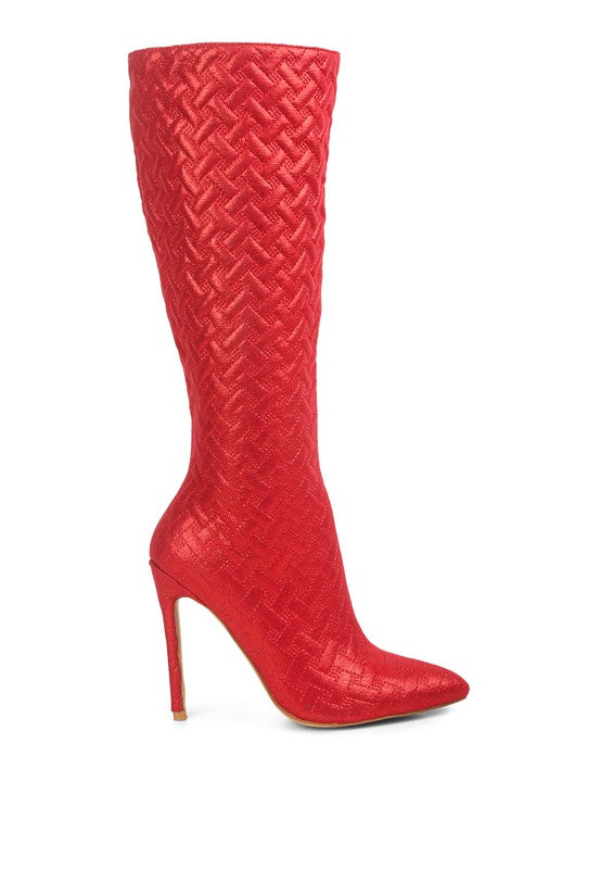 Tinkles Quilted High Heeled Calf Boots - lolaluxeshop