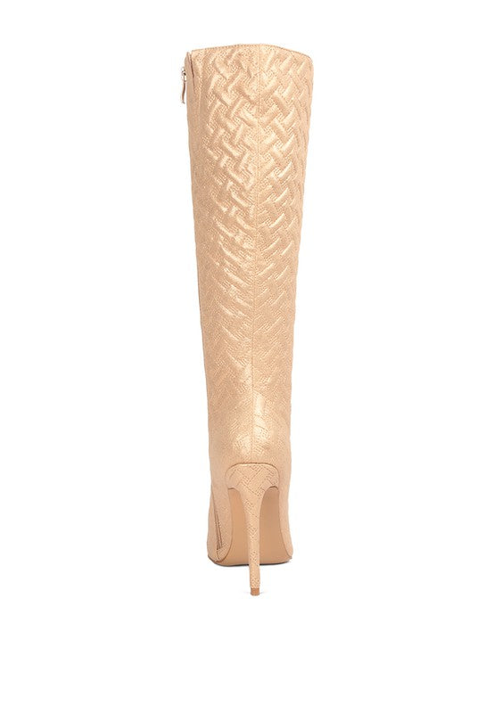 Tinkles Quilted High Heeled Calf Boots - lolaluxeshop