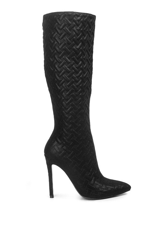 Tinkles Quilted High Heeled Calf Boots - lolaluxeshop