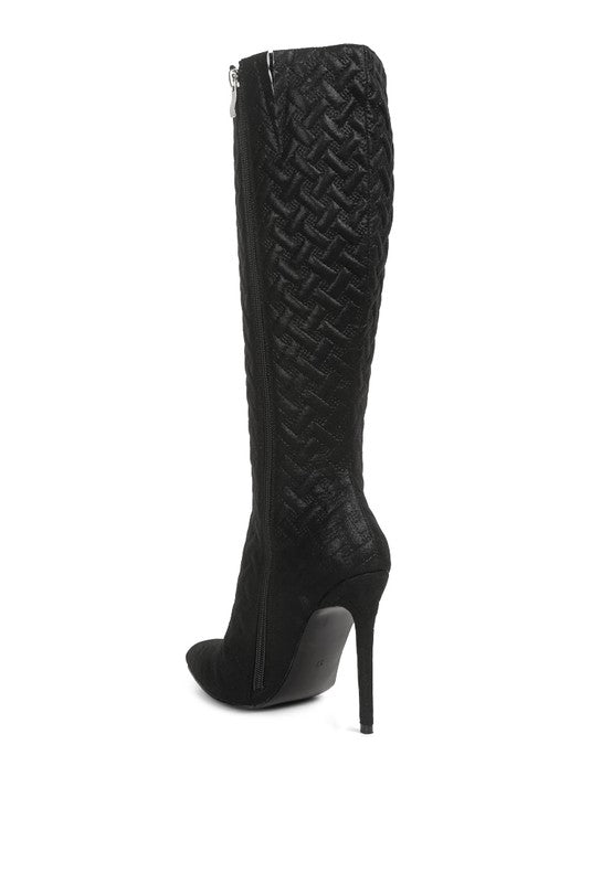 Tinkles Quilted High Heeled Calf Boots - lolaluxeshop