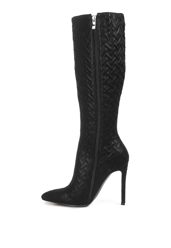 Tinkles Quilted High Heeled Calf Boots - lolaluxeshop