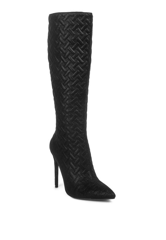 Tinkles Quilted High Heeled Calf Boots - lolaluxeshop