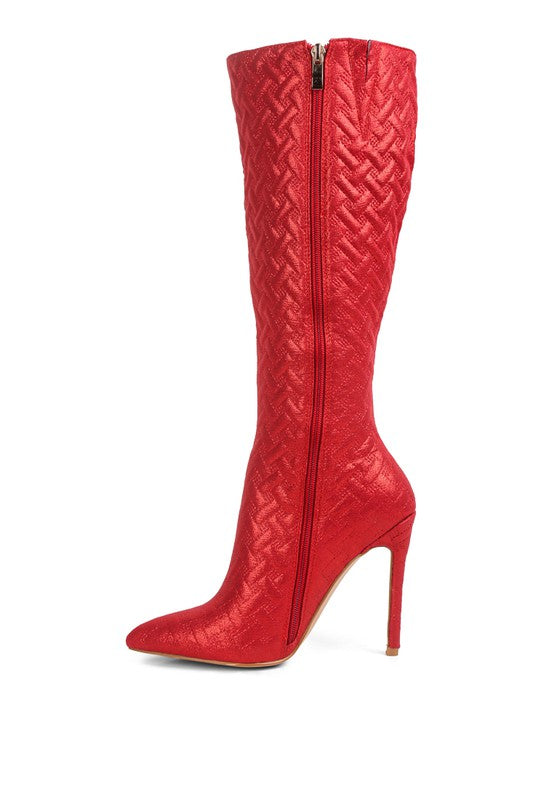 Tinkles Quilted High Heeled Calf Boots - lolaluxeshop