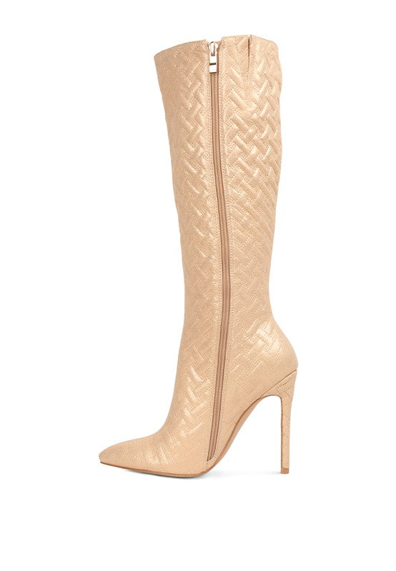 Tinkles Quilted High Heeled Calf Boots - lolaluxeshop