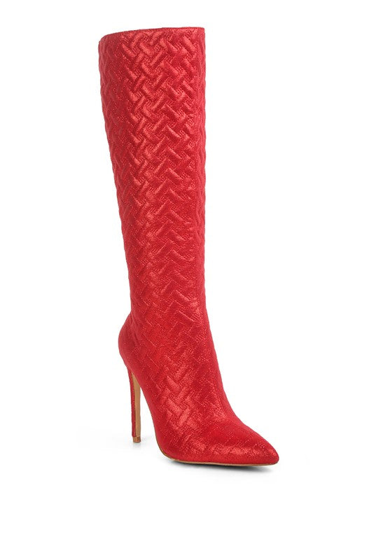 Tinkles Quilted High Heeled Calf Boots - lolaluxeshop