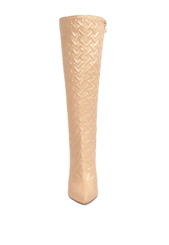 Tinkles Quilted High Heeled Calf Boots - lolaluxeshop