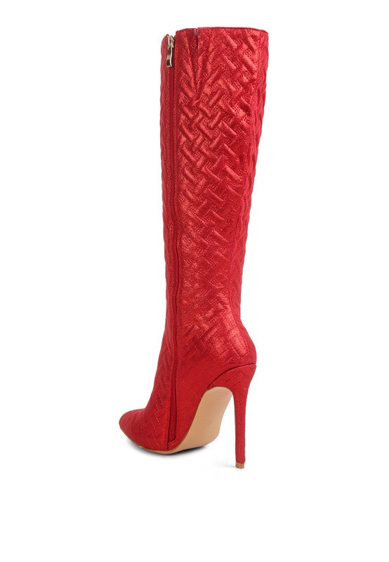 Tinkles Quilted High Heeled Calf Boots - lolaluxeshop