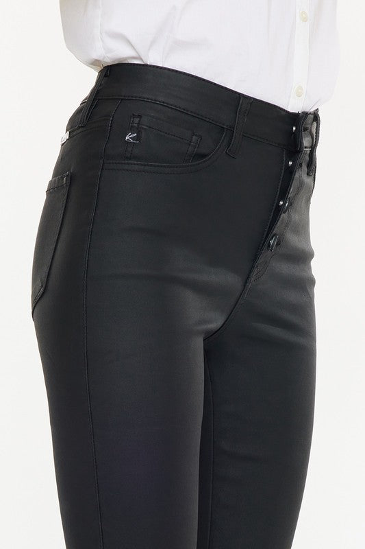 High Rise Black Coated Ankle Skinny Jean-KC6341ABK - lolaluxeshop