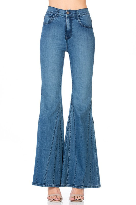 flare jean bell bottom wide leg denim pants - lolaluxeshop