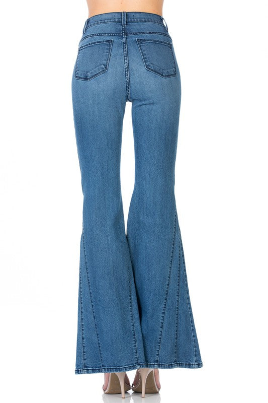 flare jean bell bottom wide leg denim pants - lolaluxeshop