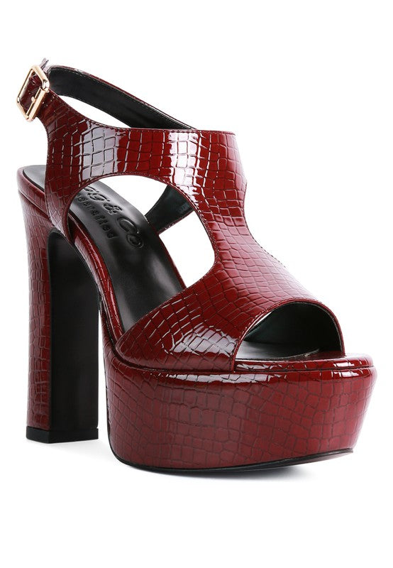 CROFT Croc High Heeled Cut Out Sandals - lolaluxeshop