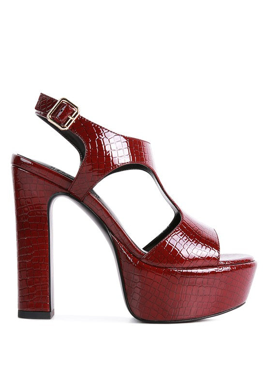 CROFT Croc High Heeled Cut Out Sandals - lolaluxeshop