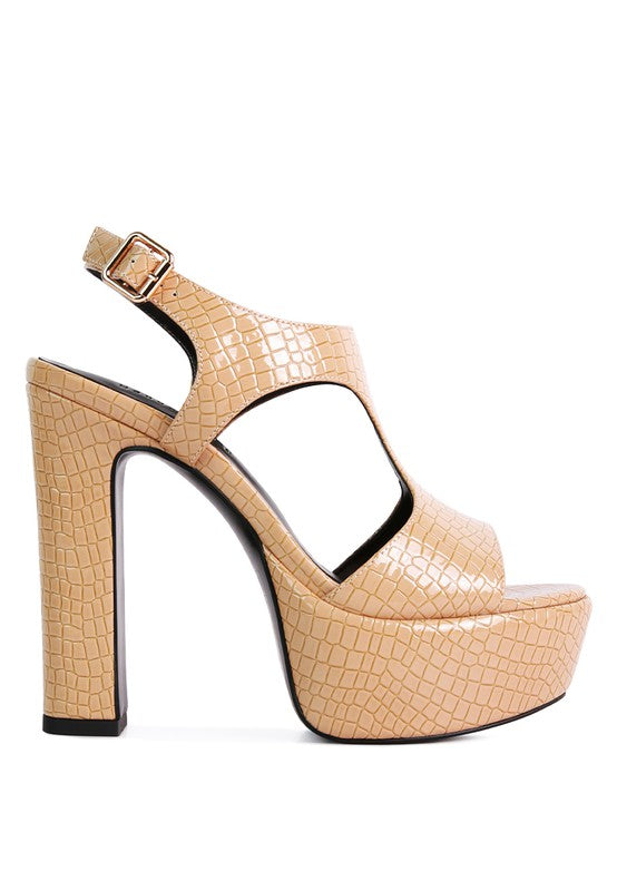 CROFT Croc High Heeled Cut Out Sandals - lolaluxeshop