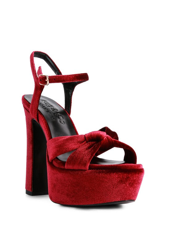 LIDDEL Velvet High Block Heeled Sandals - lolaluxeshop