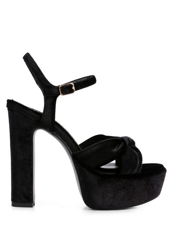 LIDDEL Velvet High Block Heeled Sandals - lolaluxeshop