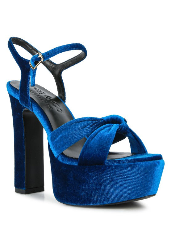 LIDDEL Velvet High Block Heeled Sandals - lolaluxeshop