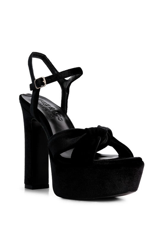 LIDDEL Velvet High Block Heeled Sandals - lolaluxeshop