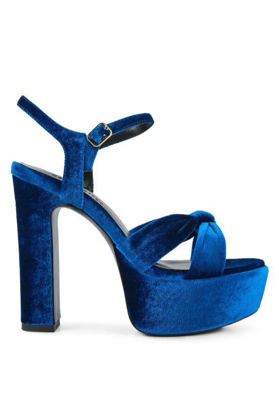 LIDDEL Velvet High Block Heeled Sandals - lolaluxeshop