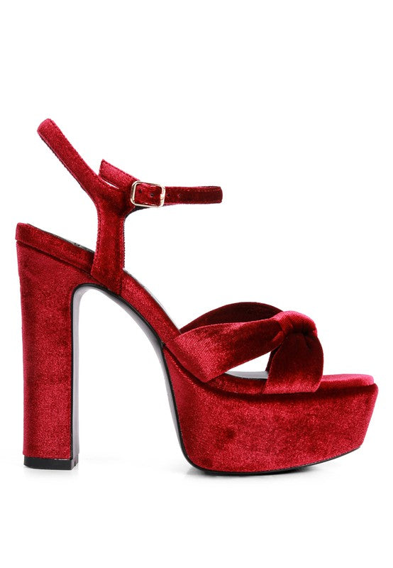 LIDDEL Velvet High Block Heeled Sandals - lolaluxeshop