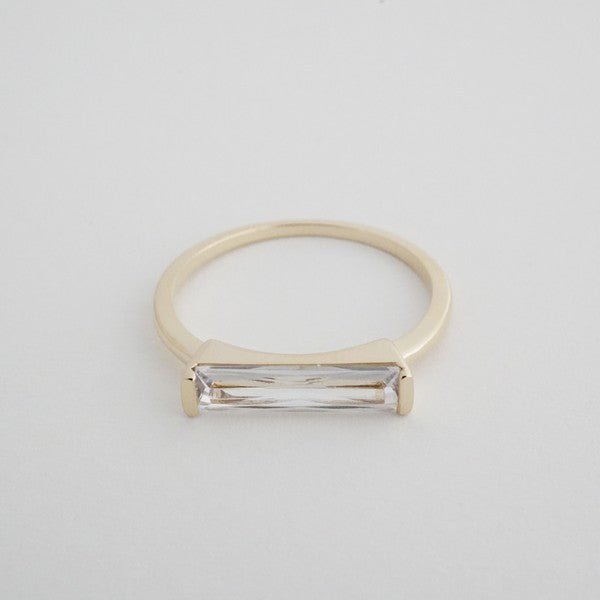 Lorena Long Crystal Baguette Ring - lolaluxeshop