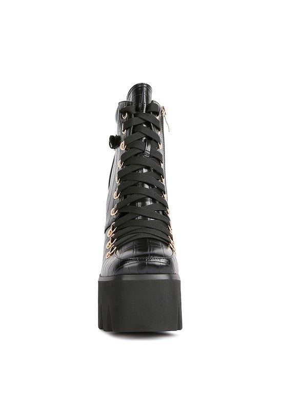 Boogie High Block Heel Lace Up Biker Boots - lolaluxeshop