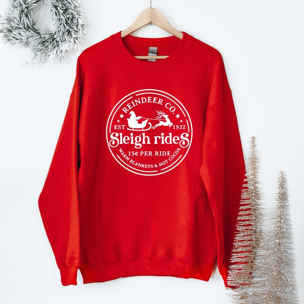 Reindeer Co Sleigh Rides Graphic Sweatshirt - lolaluxeshop