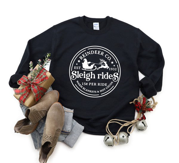 Reindeer Co Sleigh Rides Graphic Sweatshirt - lolaluxeshop