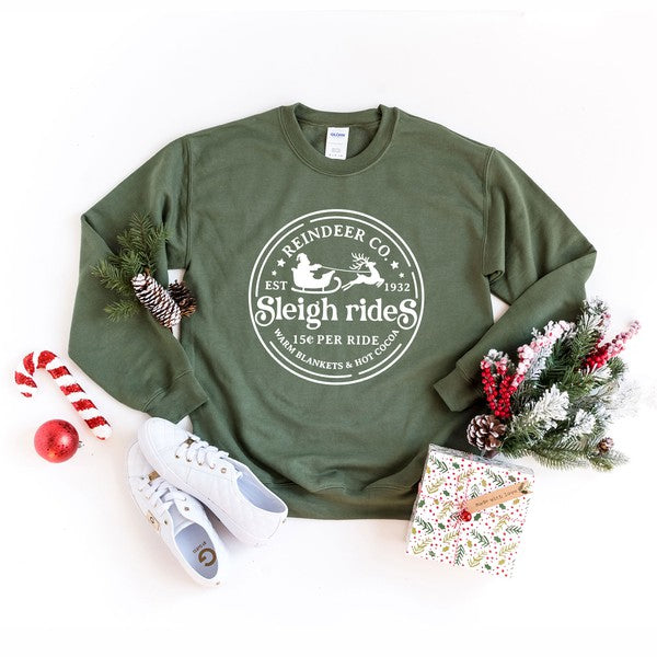 Reindeer Co Sleigh Rides Graphic Sweatshirt - lolaluxeshop