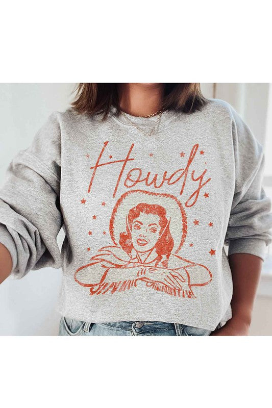 HOWDY COWGIRL GRAPHIC PLUS SIZE SWEATSHIRT - lolaluxeshop