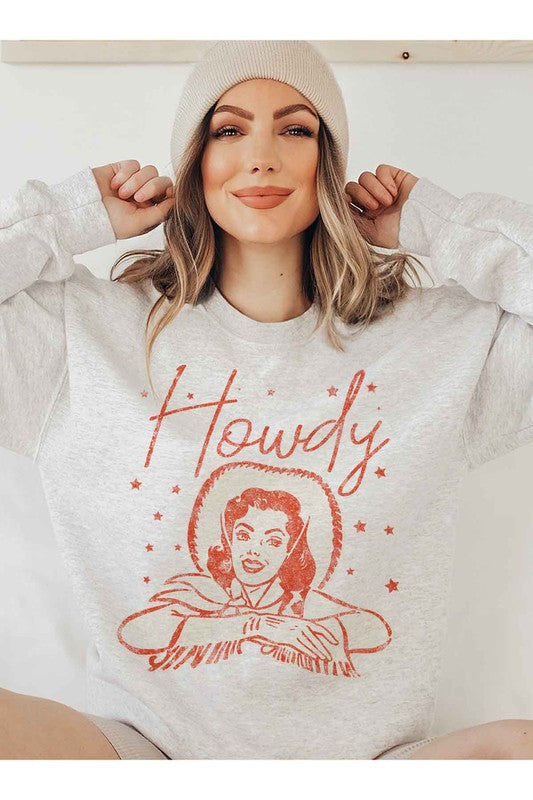 HOWDY COWGIRL GRAPHIC PLUS SIZE SWEATSHIRT - lolaluxeshop