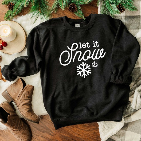 Let It Snow Snowflake Graphic Sweatshirt - lolaluxeshop