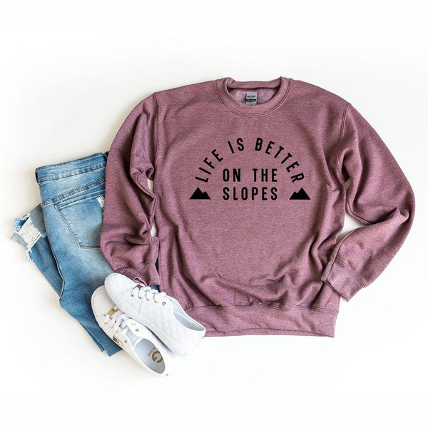 Better On The Slopes Mountains Graphic Sweatshirt - lolaluxeshop