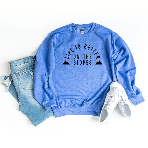 Better On The Slopes Mountains Graphic Sweatshirt - lolaluxeshop