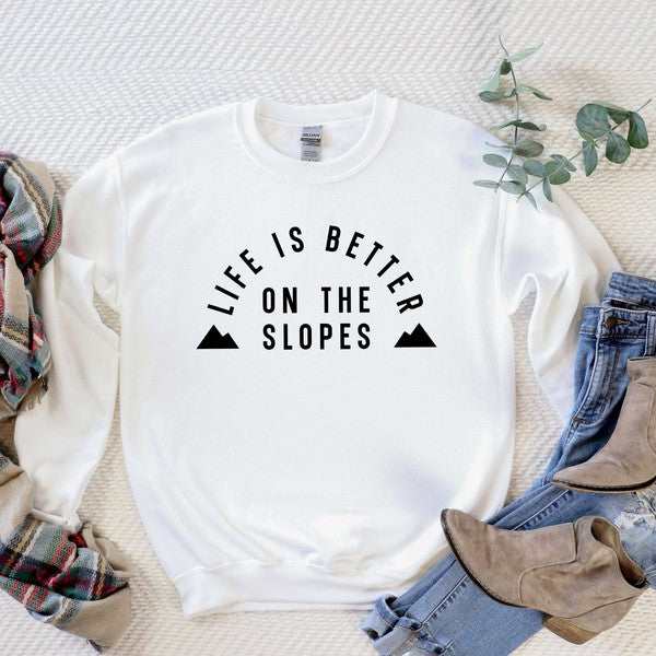 Better On The Slopes Mountains Graphic Sweatshirt - lolaluxeshop