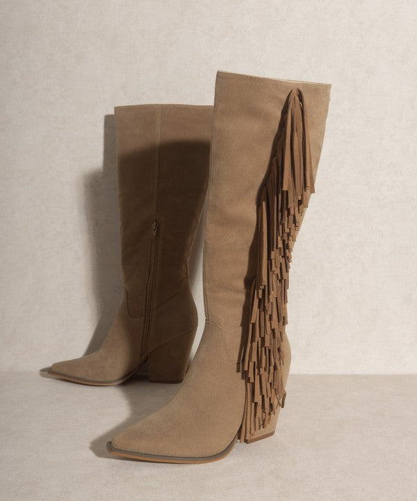 OASIS SOCIETY OUT WEST - Knee-High Fringe Boots - lolaluxeshop