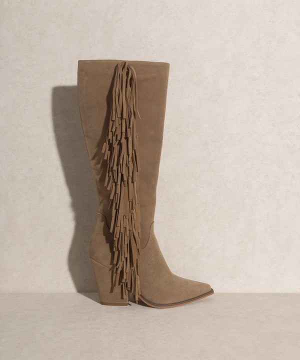 OASIS SOCIETY OUT WEST - Knee-High Fringe Boots - lolaluxeshop