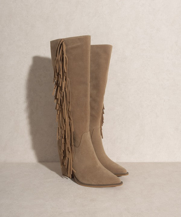 OASIS SOCIETY OUT WEST - Knee-High Fringe Boots - lolaluxeshop