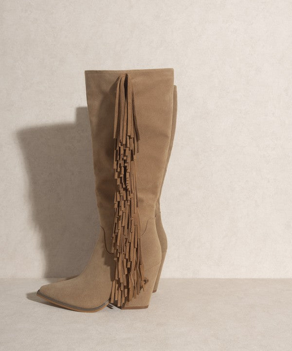 OASIS SOCIETY OUT WEST - Knee-High Fringe Boots - lolaluxeshop