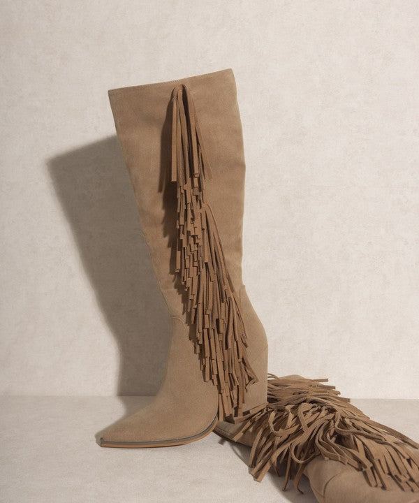 OASIS SOCIETY OUT WEST - Knee-High Fringe Boots - lolaluxeshop