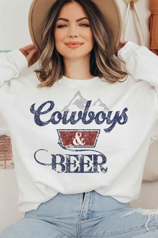 COWBOYS N BEER WESTERN PLUS SIZE SWEATSHIRT - lolaluxeshop