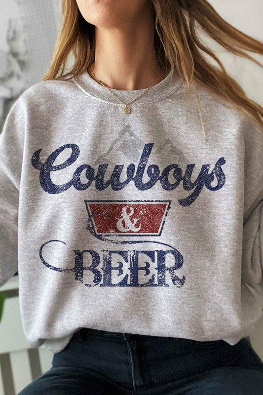 COWBOYS N BEER WESTERN PLUS SIZE SWEATSHIRT - lolaluxeshop