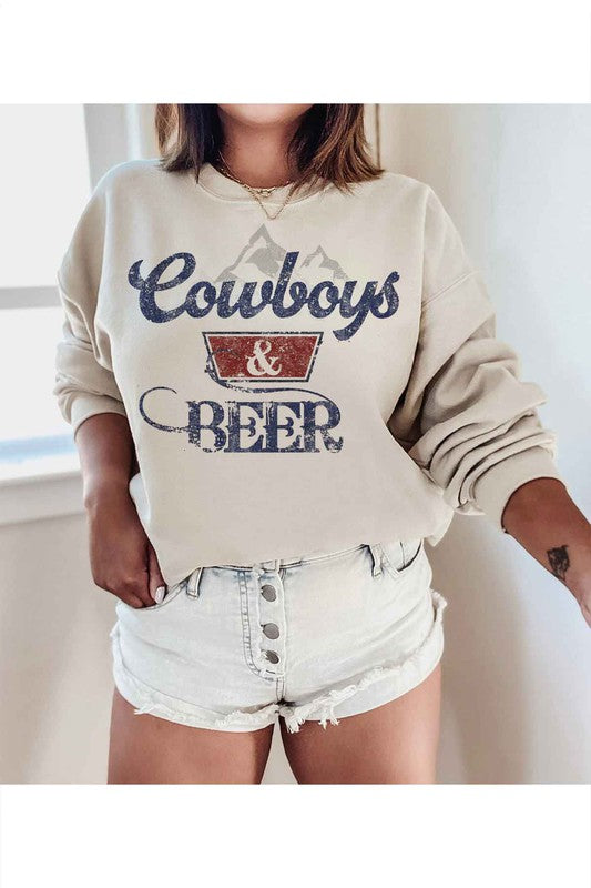 COWBOYS N BEER WESTERN PLUS SIZE SWEATSHIRT - lolaluxeshop