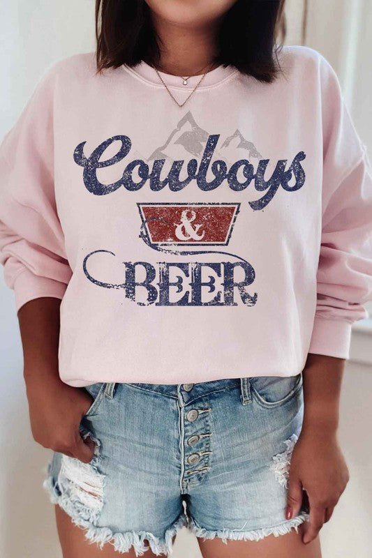 COWBOYS N BEER WESTERN PLUS SIZE SWEATSHIRT - lolaluxeshop