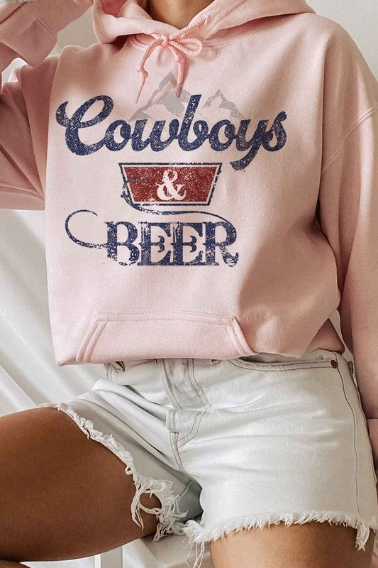 COWBOYS N BEER WESTERN GRAPHIC HOODIE - lolaluxeshop